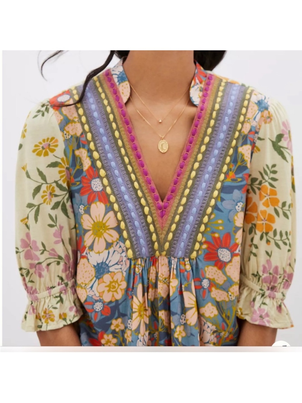 Anthropologie BI-nk Stephanie top boho flowers artsy Size Small - Picture 3 of 13